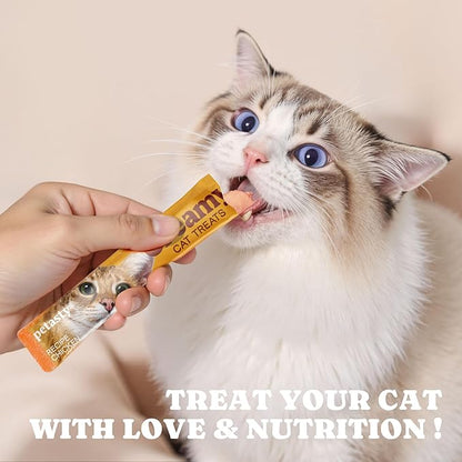 PETASTY Squeezable Lickable Cat Treats, Soft Creamy Puree with Vitamin E, Grain-Free & Protein Rich, Tuna Flavor Squeeze Tube Healthy Wet Cat Treat for All Life Stages Daily Use, 20 Count, 0.5oz Each