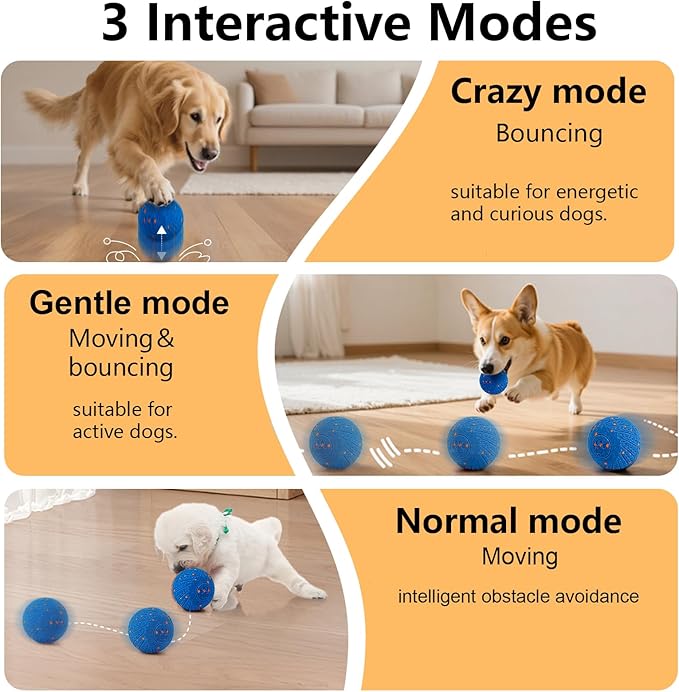 Interactive Dog Toys: Smart Dog Ball – Auto-Bounce, Vibrating & Jumping Action! Durable Duraspin Design for Aggressive Chewers. Rechargeable & Long-Lasting, Keeps Dogs Busy and Entertained Red.