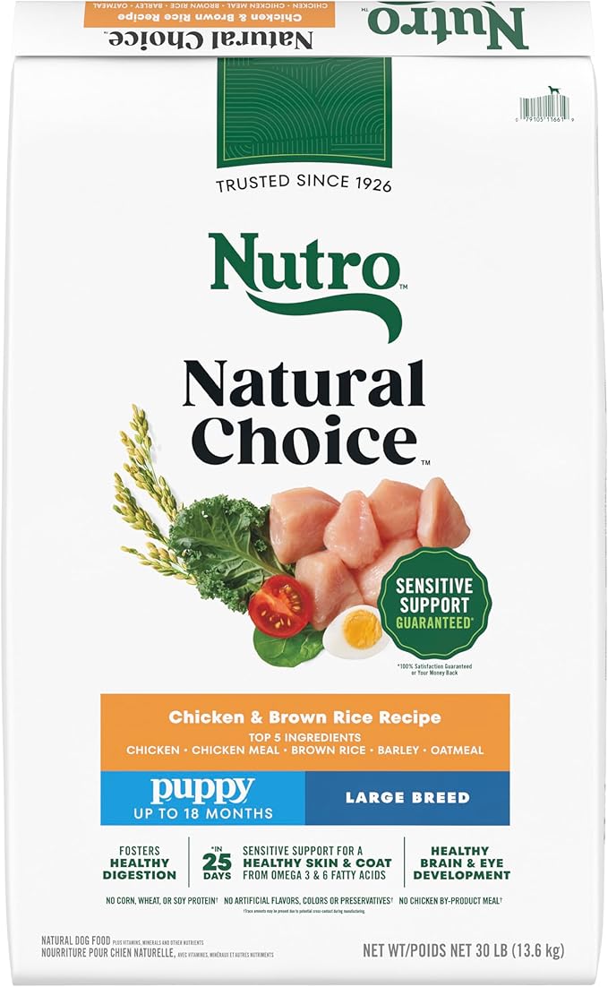 Nutro Natural Choice Large Breed Puppy Food Dry, Chicken & Brown Rice Recipe, 30 lb. Bag