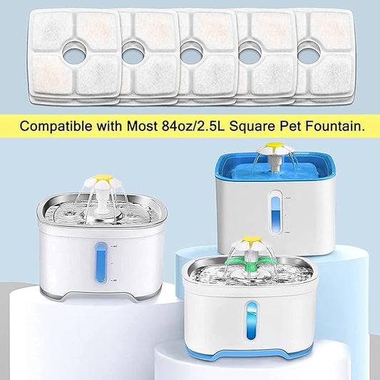 Cat Water Fountain Filters,8 Pack Replacement Filter Fit for Top Square 84oz/2.5L Cat Pet Fountain, 3 Filtration System