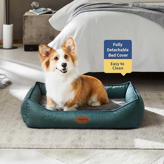 Tidore Orthopedic Dog Beds for Medium Dogs, Durable Egg Crate Foam Sofa Dog Bed wit Washable Removable Cover,Waterproof Lining,Pet Bed for Large Dogs (Olive Green, 31.5" L x 25.2" W x 7" Th)