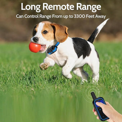DogStop Dog Training Collar Electric Dog Collar with 4 Training Modes and Rechargeable Remote Waterproof Range 3300Ft for Small Medium Large Dogs(Blue)