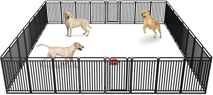 New Thickened Version Dog Playpen, 43 Inch Dog Fences for The Yard, Portable Outdoor Dog Playpen for Large/Medium/Small Dogs, Foldable Metal Dog playpen, with Doors (32 Panels, 43 Inch)