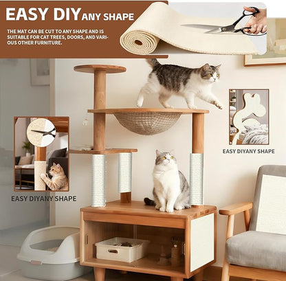 3-in-1 Cat Scratcher & Furniture Protector for Couch Corners,Adhesive Scratch Deterrent Pad with Fasteners for Indoor Cats,Sofa,Armchairs
