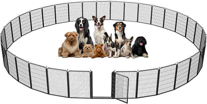 Jhsomdr Dog Playpen Outdoor, 40 inch 32 Panels Dog Fence with Extra Wide Gate No-Tripped Pet Playpen Rustproof Dog Pen Indoor Puppy Playpen for Temporary Containment Portable Pet Fence for RV Camping