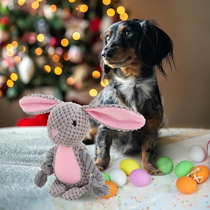 Easter Dog Toys,Easter Rabbit Bunny Egg Plush Squeaky Toys,Easter Rabbit Plush Squeaky Chew Toys for Small Dogs