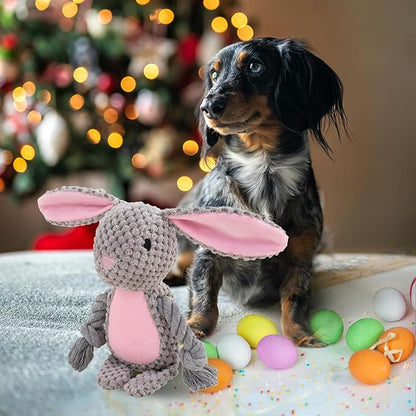 Easter Dog Toys,Easter Rabbit Bunny Egg Plush Squeaky Toys,Easter Rabbit Plush Squeaky Chew Toys for Small Dogs