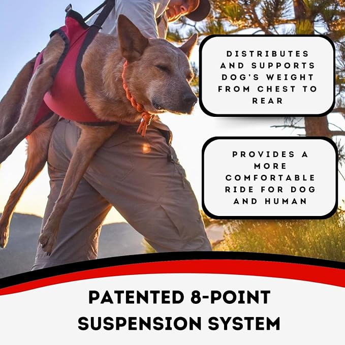 Fido Pro Airlift Emergency Dog Rescue Sling - Lightweight, Packable Dog Sling for Large Dogs with 8-Point Support System for Safe Transport - Ideal for Hiking, Skiing - Fits Dogs 45-70 lbs