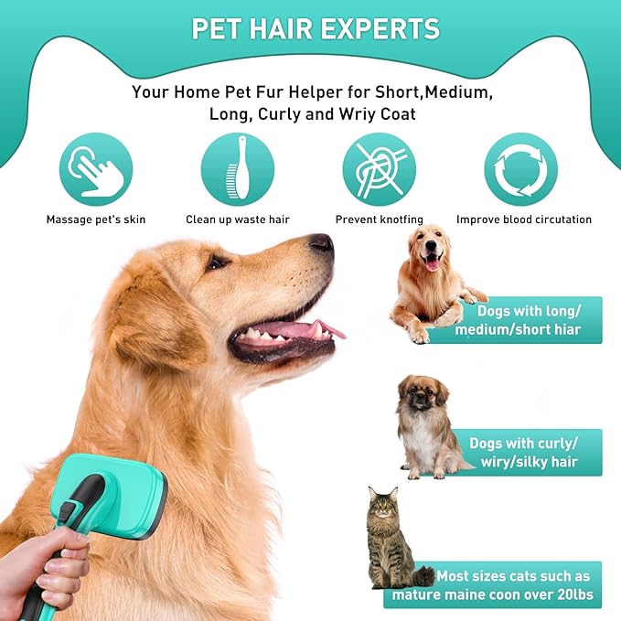 WOPQAEM 2 Pcs Self Cleaning Slicker Brush & Nail Clippers for Dog and Cats,Shedding Long and Short Haired Pets,Skin Friendly Deshedding Grooming Tool