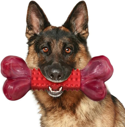 Apasiri Tough Dog Toys for Aggressive Chewers Beef Flavor: 8" Dog Chew Bone for Large Breed, Nylon & Rubber Chew Toy for Medium Large Dogs
