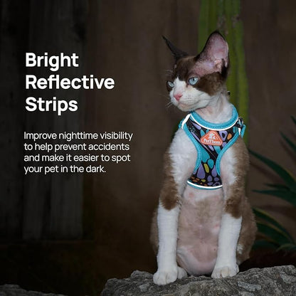 Cat Harness and Leash Set, Step-in Escape Proof Adjustable Vest Harness for Small Medium Large Cats, Lightweight Soft Breathable Reflective Kitten Harness for Walking Travel, Camping(Blue, XS)
