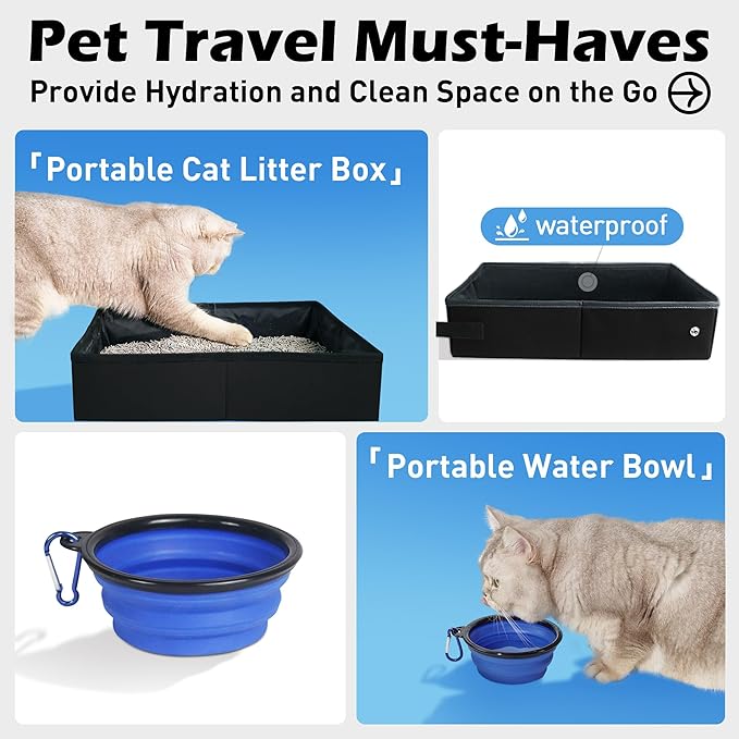 Prutapet Large Cat Carrier 24"x16.5"x16.5" Soft-Sided Portable Pet Crate for Car Traveling with Collapsible Litter Box and Bowl