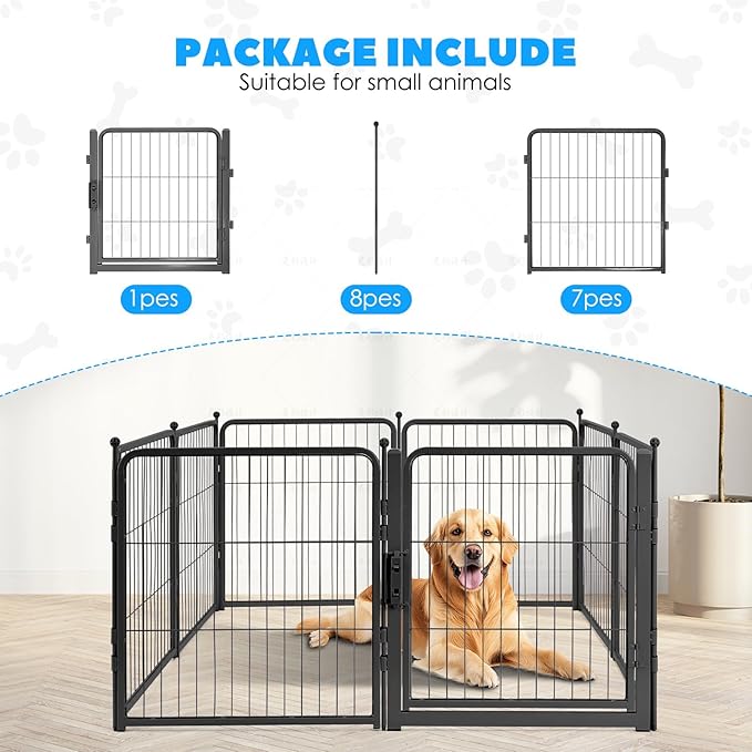FreePet Dog Playpen for Indoor, Yard, RV Camping, 24 inch 8 Panels for Small and Puppy Dogs, Black│Patented (Black, 24 inch, 8 Panels)