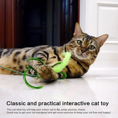 TTcat 3 Pcs Cat Wand Toys,Foxtail Grass Feather Stick Toys, Interactive Toys for Indoor Cat and Kitten.