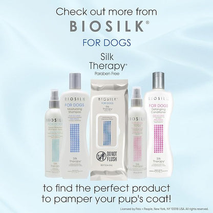 BioSilk for Dogs Moisturizing & Cleansing Wipes - Dog Wipes for Cleaning & Deodorizing, Dog Paw Wipes - Infused with Silk Proteins & Vitamins, pH Balanced, Paraben Free