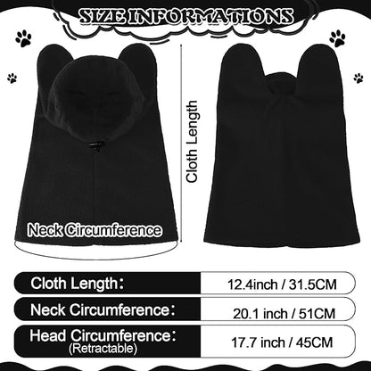 Clysee Winter Dog Hats Quiet Ears for Dogs Ear Muffs Pet Neck Warmer Scarf Hoodie Noise Protection Cover Beanie Head Wrap Costume for Pet Dog Cats(Black,L)