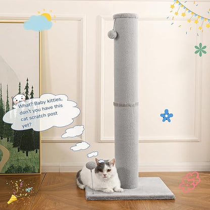 Cat Scratching Post Carpet Scratching Post 41" for Indoor Cats, Tall Cat Scratch Post, Carpet Cats Scratcher with Replaceable Toys, Sturdy Base, Large, Light Gray