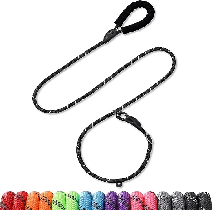 Slip Leads Dog Leash - 4/5/6/8/10 FT Heavy Duty Training Leashes - Reflective & Comfortable Handle for Small Medium Large Dogs (1/2''- 8FT, Black)