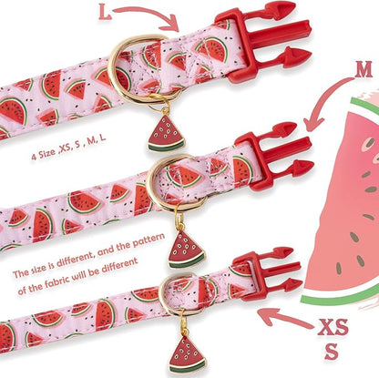 Faygarsle Cute Dog Collar for Girls Boy Dogs Soft Fancy Pet Collar with Watermelon Design Ideal Pink Summer Dog Collar for Small Medium Large Dogs L