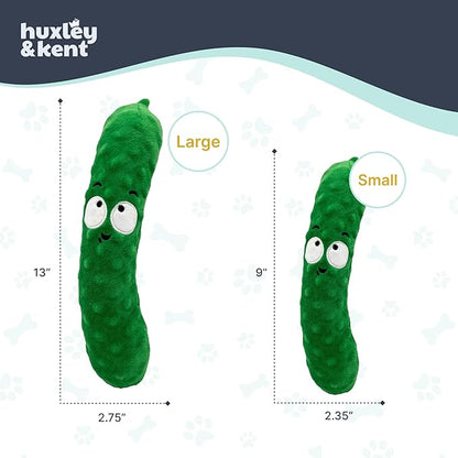 Huxley & Kent Funny Dog Toy w/Squeaker – Power Plush Squeaky Dog Toys for Small, Medium & Large Dogs – Soft Stuffed Animal for Indoor Play & Fetch - Fetchies® Dell Pickle, Large