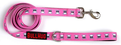 BULLHUG 6 FT Bulldog Leash with Padded Handle. Perfect for French Bulldogs, Pugs & All Breeds. Leash for Walking, Training Lead (Pink Skull)