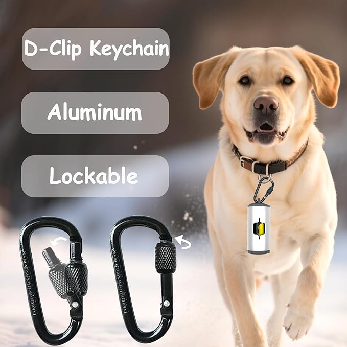 Metal Dog Poop Bag Holder w/Leash Clip|Durable Scratch-Resistant Aluminum|135 Bags+3 Accessories（Silver）