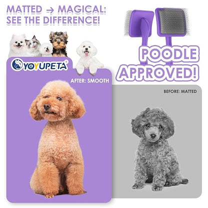 Large Slicker Brush for Dogs,Doodle Brush for Poodles, Goldendoodles, Labradoodle, Extra Long Pins for Detangling Matted Fur & Reducing Shedding, Dog Grooming Kit with Wooden Handle. Purple
