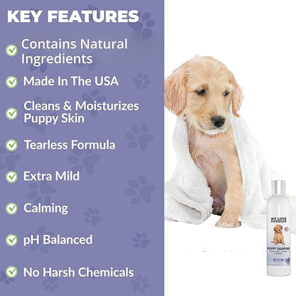Puppy Shampoo & Conditioner | Made in USA | Tear Free | Best Shampoo for Puppies | Sensitive & Itchy Skin Wash | Oatmeal Bathing | Tearless, Lavender, 8oz [We Love Doodles]