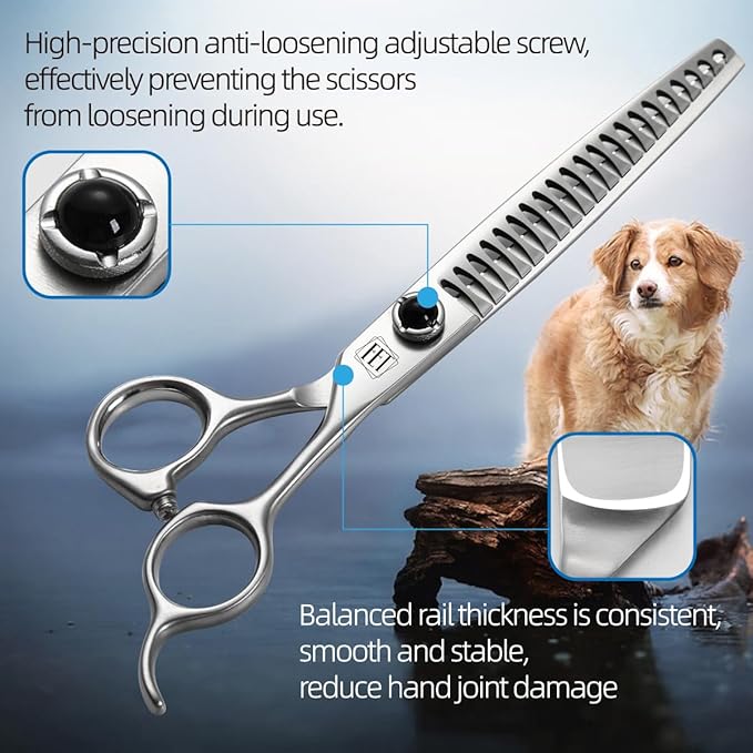 Fenice Totem Dog Grooming Scissors: 7 inch Pet Chunker Shears Made Of Japanese 9CR Advanced Stainless Steel Professional Grooming Scissors for Dogs Cats and Other Pets