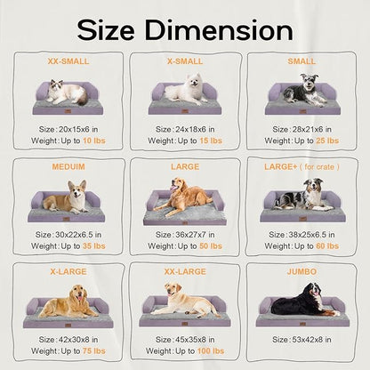 Small Dog Bed Orthopedic Washable Cat Bed Memory Foam Small Couch Sofa Indoor Comfy Pet Beds with Waterproof Removable Cover & Non-Slip Bottom