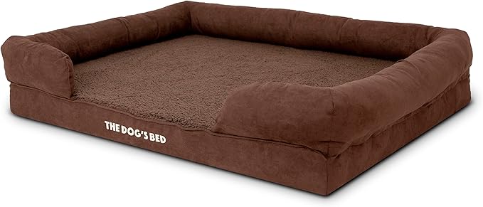 The Dog’s Bed Orthopedic Dog Bed XL Dark Brown Plush 43.5x34, Premium Memory Foam, Pain Relief: Arthritis, Hip & Elbow Dysplasia, Post Surgery, Lameness, Veterinary Approved, Waterproof Washable Cover