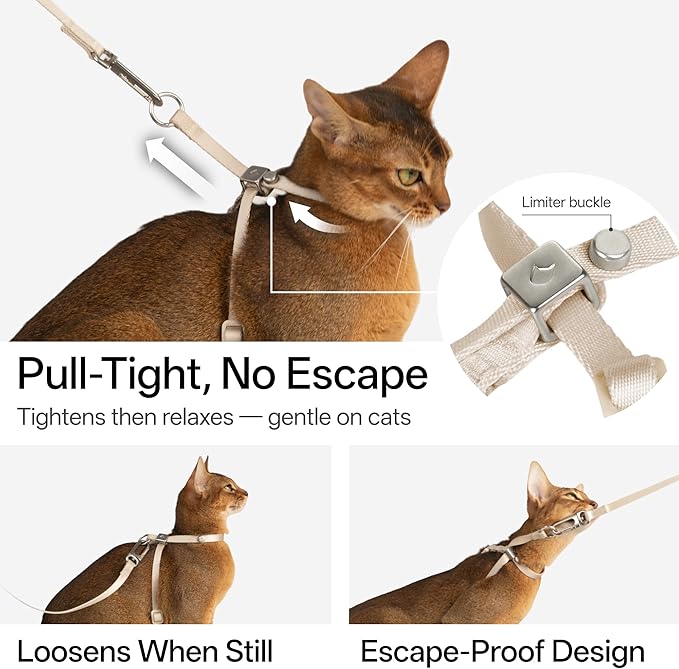 BuddyArmor Escape Proof Cat Harness Anti-Choke Quick Release Adjustable QR Code Soft Nylon Durable Lightweight Figure 8 Cat Harness Anti Escape for Kitten Small Medium Large Cats (Blush Pink, M)