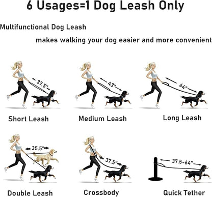 ZALER Dog Collar and Leash Set, Waterproof Adjustable Odor Proof Pet Collars Leashes Easy to Clean, 6FT Dog Leash with 2 Hooks for Large, Medium Small Dogs (L, Black)