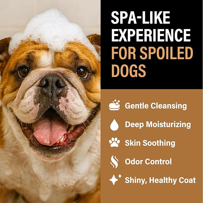 Dog Shampoo for Sensitive Skin - Gentle Natural Dog Wash for Odor Control - Oatmeal Shampoo for All Dogs & Puppies - 8fl oz (Oatmeal Honey)