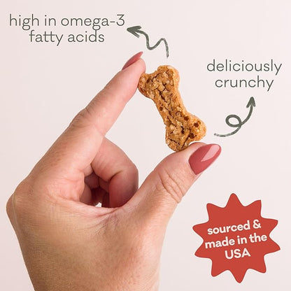 Polkadog Salmon Says Bone Shaped Dog Treats – Crunchy, All Natural, Limited Ingredient Healthy Treats. Handcrafted & Made in USA. High in Omega-3, Hypoallergenic, Easy to Digest, for All Breeds – 7oz