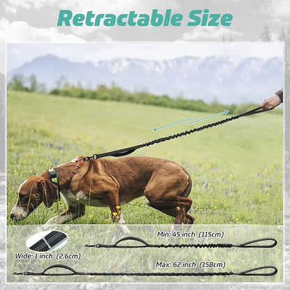 rabbitgoo Tactical Bungee Dog Leash with Shock Absorption, Military Training Leash with 2 Padded Control Handles for Medium Large Dogs, 5.2FT, Black