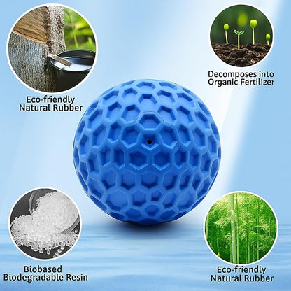 Durable Indestructible Squeaky Dog Ball for Aggressive Heavy Chewers, Unbreakable Tough Natural Rubber Dog Toy, Bouncy Interactive Ball for Medium & Large Dogs, Safe for Teeth & Gums (Blue)