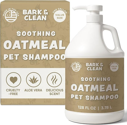 Oatmeal Dog Shampoo for Itchy Skin Relief - 1 Gallon with a Pump - Made with Coconut, Aloe Vera, Essential Oils, and More - Hypoallergenic Shampoo for Cleaning and Nourishing Dog Skin and Coat