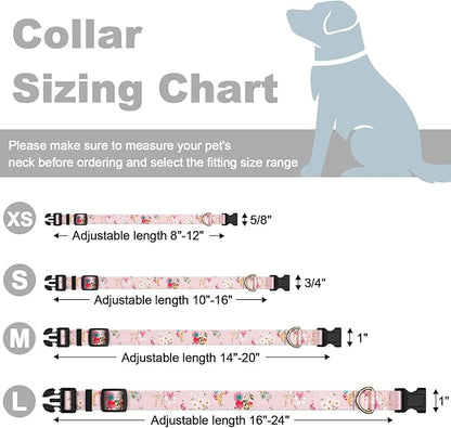 Rnivvi Dog Collar for Large Dogs, Cute Floral Heavy Duty Adjustable Puppy Collar with Quick Release Buckle for Boy Girl & Female, Pet Accessories for Walking Running, L Length 1" Width, Pink