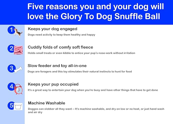 Glory To Dog Puppy and Small Breed Snuffle Interactive Foraging Dog Puzzle Ball Toy Pink Small