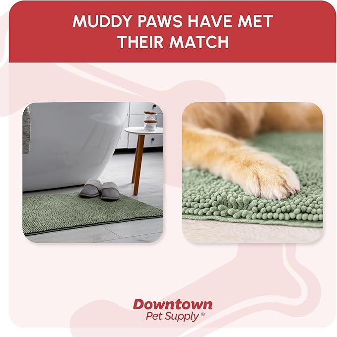 My Doggy Place Dog Mud Mat, 36" x 26" Sage – Thick Microfiber Entry Rug for Snow, Mud & Salt – Absorbent, Quick-Dry, Washer-Safe & Non-Slip, Large