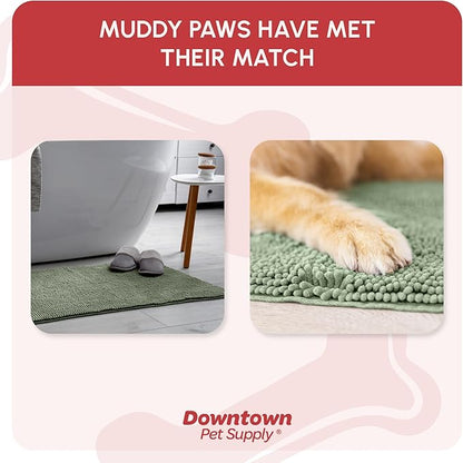My Doggy Place Dog Mud Mat, 36" x 26" Sage – Thick Microfiber Entry Rug for Snow, Mud & Salt – Absorbent, Quick-Dry, Washer-Safe & Non-Slip, Large
