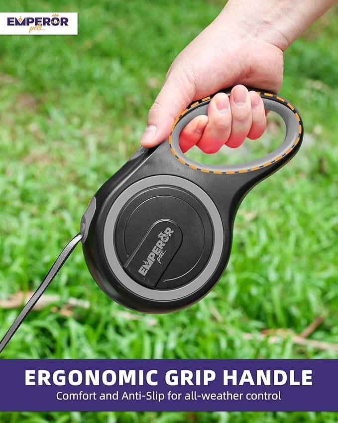 Emperor Pets 16 ft Retractable Dog Leash - Heavy Duty Retractable Pet Leash with Anti-Slip Grip - Reflective Dog Leash Tape for Medium to Large Dogs up to 100 lbs -GY16