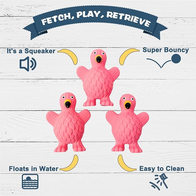 Pawdoer Squeaky Dog Toys for Medium Dogs, Soft Latex Squeaky Dog Ball, Cute Funny Squeak Flamingo Pet Toys