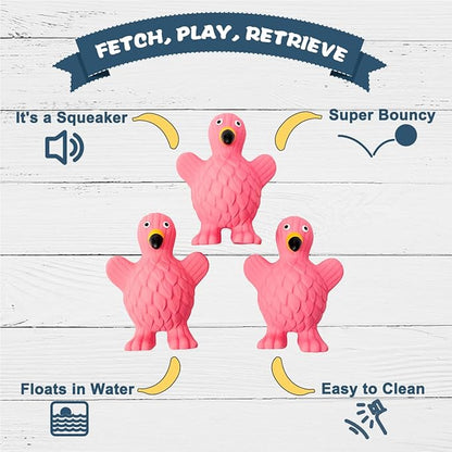 Pawdoer Squeaky Dog Toys for Medium Dogs, Soft Latex Squeaky Dog Ball, Cute Funny Squeak Flamingo Pet Toys