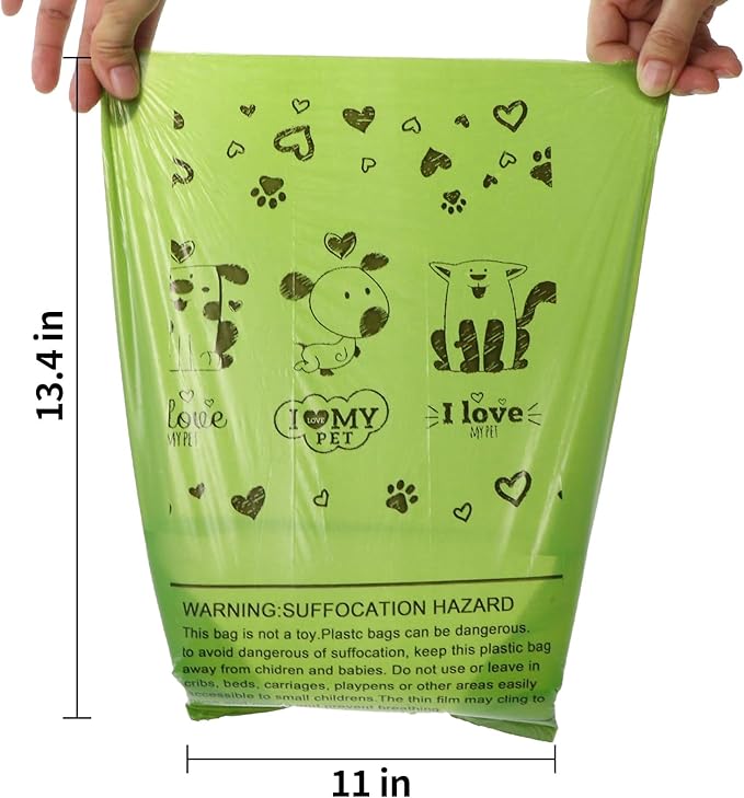 Dog Poop Bags XL Rolls: Leak-Proof Unscented Poop Bags with Dispenser for Doggy Dogs 14 Rolls (210 Count)- Green