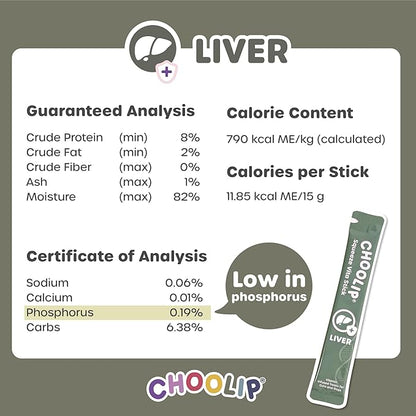 Choolip Squeeze Vita Stick Lickable Cat and Dog Treats, 7-Count Liver Support, Tuna and Chicken with Milk Thistle, CoQ10 and Vitamin E, Vet-Formulated