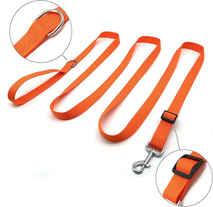 6FT/ 10FT Adjustable Dog Leash, Nylon Dog Leashes for Medium Large Dogs (10FT, Orange)