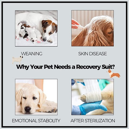 AOKAZI Dog Surgery Recovery Suit, Puppy Cat Onesie for Shedding Skin Disease Wound Protection, Medical Pet Surgical Suit w/Long Sleeve, Dog Pajamas (Black Grey, Small)