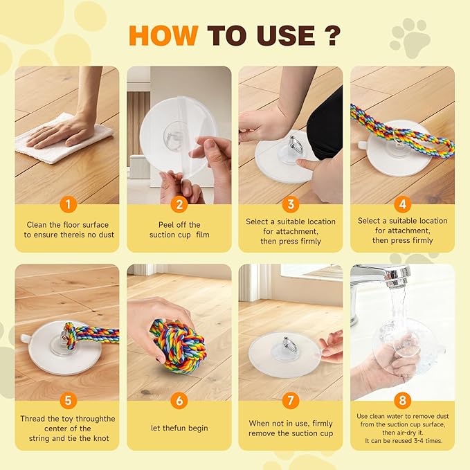 Duocharm Interactive Suction Cup Tug Dog Toy for Small to Medium Dogs,Cotton Tug Rope,Puppy Teething Toy,Indestructible Chew Toy for Aggressive Chewers,Puzzle Enrichment Toy to Keep Dogs Busy,Red-Blue